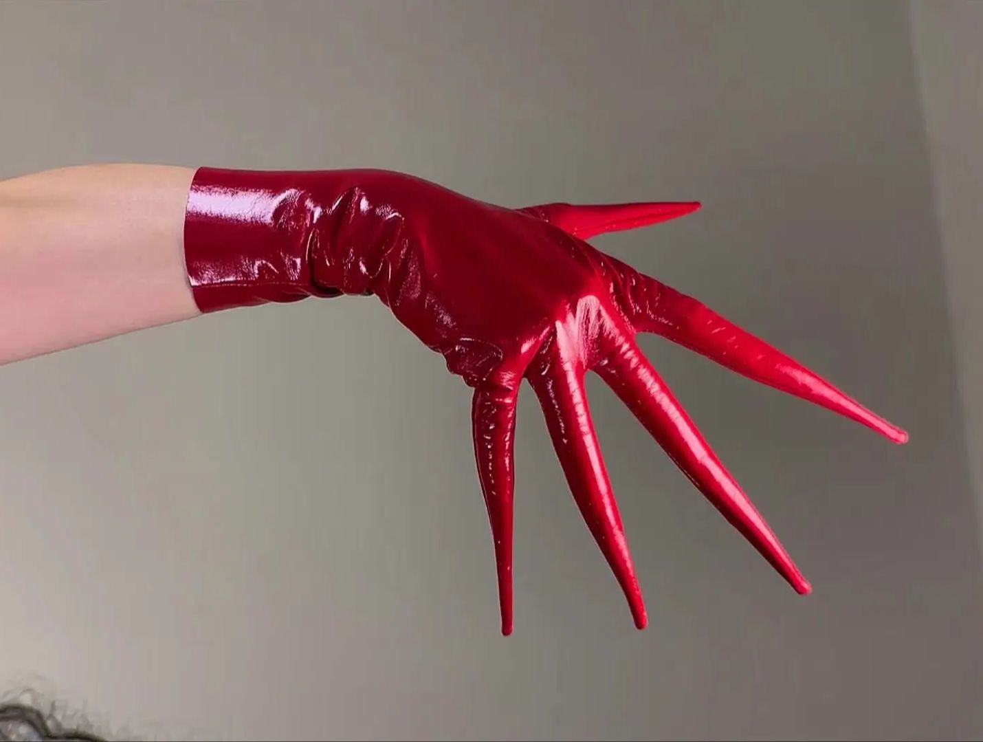 Patent Leather Shine - Brilho vermelho garra luvas dedo pintado