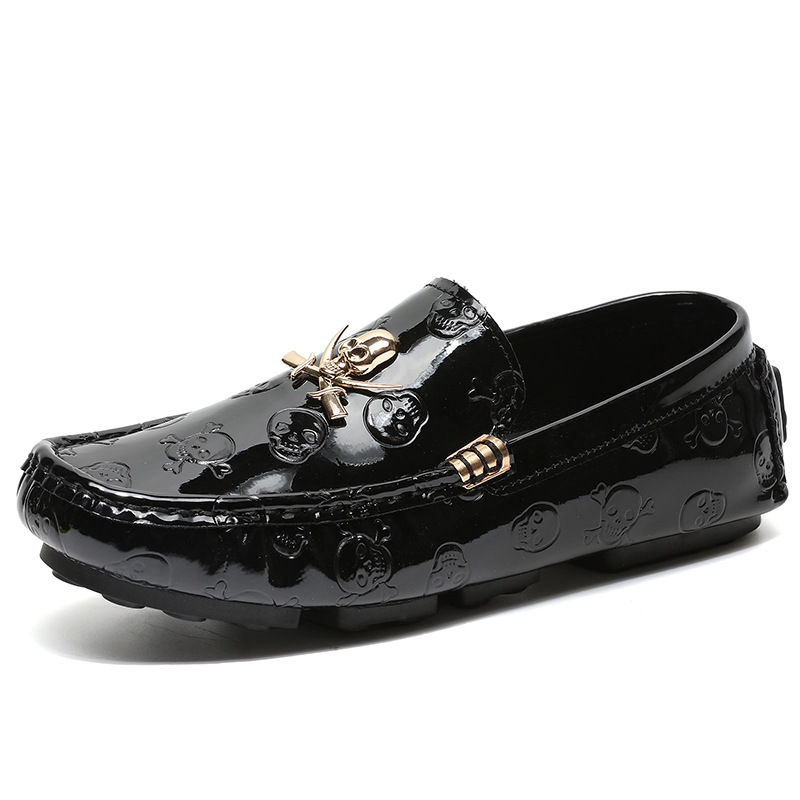Patent Leather Shine - Tamanho 38-48 brilho crânio mocassins sapatos